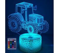 HPBN8 Ltd 3D Tractor Night Light USB Powered Remote Control Touch Switch Decor Table Optical Illusion Lamps 7/16 Color Changing Lights LED Table Lamp Xmas Home Love Brithday Room Decoration