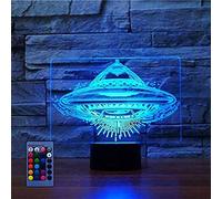 HPBN8 Ltd 3D UFO Night Light USB Powered Remote Control Touch Switch Decor Table Desk Lamp 7/16 Color Changing Lights LED Table Lamp Xmas Home Love Brithday Children Kids Decor Toy Gift