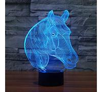 HPBN8 Ltd Creative 3D Horse Head Night Light USB Touch Switch Decor Table Desk Optical Illusion Lamps 7 Color Changing Lights LED Table Lamp Xmas Home Love Brithday Children Kids Decor Toy Gift …
