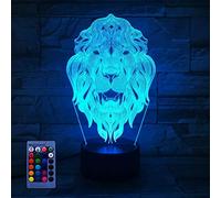 HPBN8 Ltd Creative 3D Lion Night Light USB Power Remote Control Touch Switch Decor Table Lamps 7/16 Color Changing LED Table Lamp Xmas Home Love Brithday Children Kids Decor Gift
