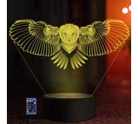 HPBN8 Ltd Creative 3D Owl Night Light USB Powered Touch Switch Remote Control LED Decor 3D Lamp 7/16 Colors Changing Children Kids Toy Christmas Xmas Brithday Gift