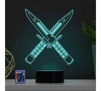 HPBN8 Ltd Creative 3D Saber Knife Night Light USB Powered Remote Control Touch Switch Decor Table Optical Illusion Lamps 7/16 Color Changing LED Table Lamp Xmas Brithday Children Kids Toy Gift