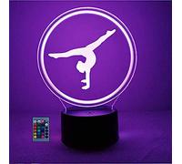 HPBN8 Ltd Optical Illusion 3D Gymnastics Night Light Lamp 7/16 Color Change LED Lamp USB Powered Remote Control Valentines Birthday Room Decoration