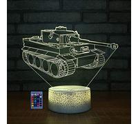 HPBN8 Ltd Optical Illusion 3D Tank Night Light USB Powered Touch Switch Remote Control LED Decor 3D Lamp 7/16 Colors Changing Children Kids Toy Christmas Xmas Brithday Gift