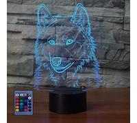 HPBN8 Ltd Optical Illusion 3D Wolf Night Light Lamp 7/16 Colors Change LED Lamp USB Power Remote Control Touch Switch Kids Toys Decor Decorations Valentines Room Decoration Birthday