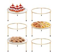 HPC DECOR Set of 6 Gold Metal Wire Pizza Pan Riser Stands-Round Pizza Tray Riser Rack Holder-Tabletop Display Racks,buffet risers for Food Platter Tray-Metal Display Stands for Home,Restaurant,Party.