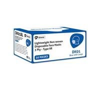 HPC Disposable 3-Ply Face Masks with Elasticated Loops Non Woven Blue (Pack of 50) DK01BL
