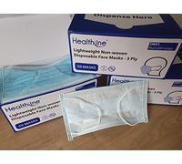 HPC Healthline DK01BL Disposable Face Masks With Ear loops, 3-Ply
