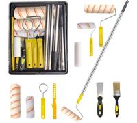 Hpcuales 13 Pcs Paint Roller Set,paint Rollers & Tray Set With Extension Pole,includes A Tray,brush,large And Mini &