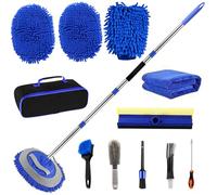 HpCuales 62''Car Wash Brush with Long Handle,Car Wash Kit with Tire Brush,Tower,Window Squeegee,Chenille Microfiber,Car Detailing Brushes, Car Cleaning Brush Kit Supplies for Car,Truck, SUV,RV