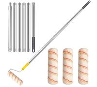 HpCuales Paint Roller Kit,Paint Roller Brush Set with 8FT Stainless Steel Pole and 3pcs 9Inch Roller Covers,Multi-Function Long Paint Roller Household Wall Painting Tool,for Walls and Ceiling