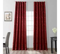 HPD Half Price Drapes Designer Damask Curtains for Living Room - Faux Silk 50 X 96 (1 Panel), JQCH-201268-96, Astoria Red & Bronze