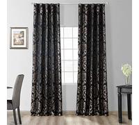 HPD Half Price Drapes Designer Damask Curtains for Living Room - Faux Silk 50 X 96 (1 Panel), JQCH-201301-96, Astoria Black & Grey
