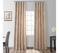 HPD Half Price Drapes Designer Damask Curtains for Room Decorations Faux Silk 50 X 96 (1 Panel), JQCH-20122011-96, Beige & Gold, Polyester Blend, 50" W x 96" L (Pack of 1)