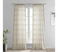 HPD Half Price Drapes Embroidered Linen Sheer Curtains for Living Room 50 X 120 (1 Panel), SHCH-SLWE5296-120, Suez Bronze
