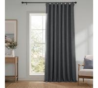 HPD Half Price Drapes - Faux Linen Curtains for Living Room (1 Panel) - 100W X 120L - Extra Wide Textured Room Darkening Curtains for Bedroom 120 Inches Long - Drapes for Home Decor, Dark Gravel
