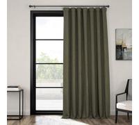 HPD Half Price Drapes Faux Linen Extra Wide Room Darkening Curtains for Bedroom 84 Inches Long (1 Panel), 100W x 84L Curtains for Living Room Home Decor, Khaki Green