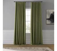 HPD Half Price Drapes Faux Linen Room Darkening Curtains - 108 Inches Long Luxury Linen Curtains for Bedroom & Living Room (1 Panel), 50W X 108L, Tuscany Green