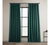 HPD Half Price Drapes Faux Linen Room Darkening Curtains - 108 Inches Long Luxury Linen Curtains for Bedroom & Living Room (1 Panel), 50W X 108L, Slate Teal