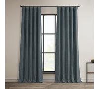 HPD Half Price Drapes Faux Linen Room Darkening Curtains - 84 Inches Long Luxury Linen Curtains for Bedroom & Living Room (1 Panel), 50W X 84L, Reverie Blue