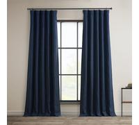 HPD Half Price Drapes Faux Linen Room Darkening Curtains - 84 Inches Long Luxury Linen Curtains for Bedroom & Living Room (1 Panel), 50W X 84L, Indigo
