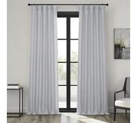HPD Half Price Drapes Faux Linen Room Darkening Curtains - 96 Inches Long Luxury Linen Curtains for Bedroom & Living Room (1 Panel), 50W X 96L, Heather Grey