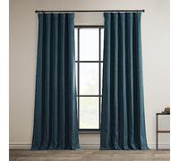 HPD Half Price Drapes Faux Linen Textured Room Darkening Curtains for Bedroom 108 Inches Long (1 Panel), 50W X 108L Curtains for Living Room Home Decor, Story Blue