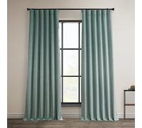 HPD Half Price Drapes Faux Linen Textured Room Darkening Curtains for Bedroom 108 Inches Long (1 Panel), 50W X 108L Curtains for Living Room Home Decor, Sea Thistle
