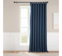 HPD Half Price Drapes Faux Linen Textured Room Darkening Curtains for Bedroom 108 Inches Long (1 Panel), 100W X 108L Extra Wide Curtains for Living Room Home Decor, Nightfall Navy