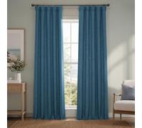 HPD Half Price Drapes Faux Linen Textured Room Darkening Curtains for Bedroom 108 Inches Long (1 Panel), 50W X 108L Curtains for Living Room Home Decor, Story Blue