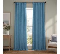 HPD Half Price Drapes Faux Linen Textured Room Darkening Curtains for Bedroom 108 Inches Long (1 Panel), 50W X 108L Curtains for Living Room Home Decor, Denim