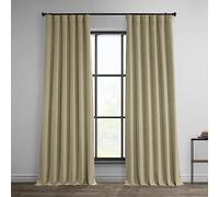 HPD Half Price Drapes Faux Linen Textured Room Darkening Curtains for Bedroom 120 Inches Long (1 Panel), 50W X 120L Curtains for Living Room Home Decor, Thatched Tan