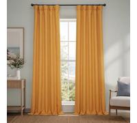 HPD Half Price Drapes Faux Linen Textured Room Darkening Curtains for Bedroom 84 Inches Long (1 Panel), 50W X 84L Curtains for Living Room Home Decor, Dandelion Gold