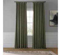 HPD Half Price Drapes Faux Linen Textured Room Darkening Curtains for Bedroom 96 Inches Long (1 Panel), 50W X 96L Curtains for Living Room Home Decor, Khaki Green