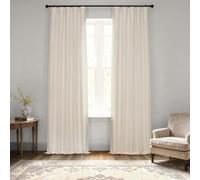 HPD Half Price Drapes Faux Silk Blackout Curtains For Room Decor Vintage Textured (1 Panel), PDCH-KBS2BO-96, Off White