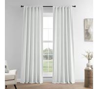 HPD Half Price Drapes French Linen Curtains 96 Inches Long Room Darkening Curtains for Bedroom & Living Room 50 X 96, (1 Panel), Crisp White