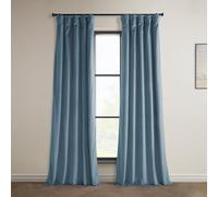 HPD Half Price Drapes Heritage Plush Velvet 84 Inches Long Darkening Curtains for Bedroom & Living Room 50W x 84L, (1 Panel), Denmark Blue, Polyester Blend, 50 in x 84 in