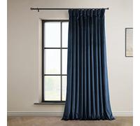 HPD Half Price Drapes Heritage Plush Velvet Curtains 84 Inches Long Room Darkening Curtains for Bedroom & Living Room 100W x 84L, (1 Panel), Eternal Blue