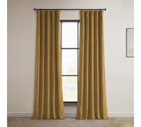 HPD Half Price Drapes Heritage Plush Velvet Curtains 84 Inches Long Room Darkening Curtains for Bedroom & Living Room 50W x 84L, (1 Panel), Retro Gold