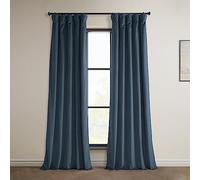 HPD Half Price Drapes Heritage Plush Velvet Curtains 84 Inches Long Room Darkening Curtains for Bedroom & Living Room 50W x 84L, (1 Panel), London Blue