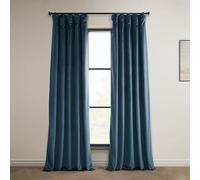 HPD Half Price Drapes Heritage Plush Velvet Curtains 96 Inches Long Room Darkening Curtains for Bedroom & Living Room 50W x 96L, (1 Panel), Avalon Blue