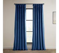 HPD Half Price Drapes Heritage Plush Velvet Curtains 96 Inches Long Room Darkening Curtains for Bedroom & Living Room 50W x 96L, (1 Panel), Pisces Blue