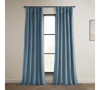 HPD Half Price Drapes Heritage Plush Velvet Curtains 96 Inches Long Room Darkening Curtains for Bedroom & Living Room 50W x 96L, (1 Panel), Denmark Blue