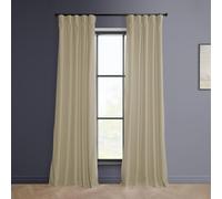 HPD Half Price Drapes Heritage Plush Velvet Curtains 96 Inches Long Room Darkening Curtains for Bedroom & Living Room 50W x 96L, (1 Panel), Light Beige