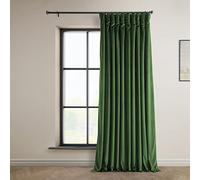 HPD Half Price Drapes Heritage Plush Velvet Curtains 96 Inches Long Room Darkening Curtains for Bedroom & Living Room 100W x 96L, (1 Panel), Eden Green