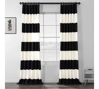 HPD Half Price Drapes Horizontal Stripe Curtains for Living Room 50 X 120 (1 Panel), PRCT-HS06-120, White, Cotton, Onyx Black & Offwhite, 50 in x 120 in