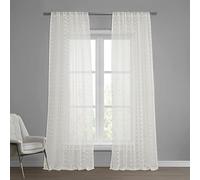 HPD Half Price Drapes Patterned Faux Linen Sheer Curtain (1 Panel), Polyester Blend, Strasbourg Dot, 50 X 84