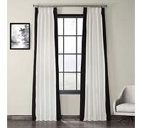 HPD Half Price Drapes Pleated Vertical Colorblock Curtains for Living Room 25 X 96 (1 Panel), PRCT-VC1716-96-FP, Fresh Popcorn and Black