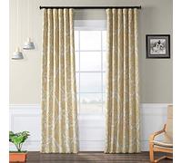 HPD Half Price Drapes Printed Room Darkening Curtain 50 X 120 (1 Panel), BOCH-KC16072C-120, Tea Time Yellow Gold
