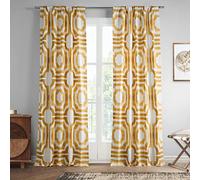 HPD Half Price Drapes PRTW-D23C-84 Printed Cotton Curtain (1 Panel) 50 x 84 cm Mecca Gold